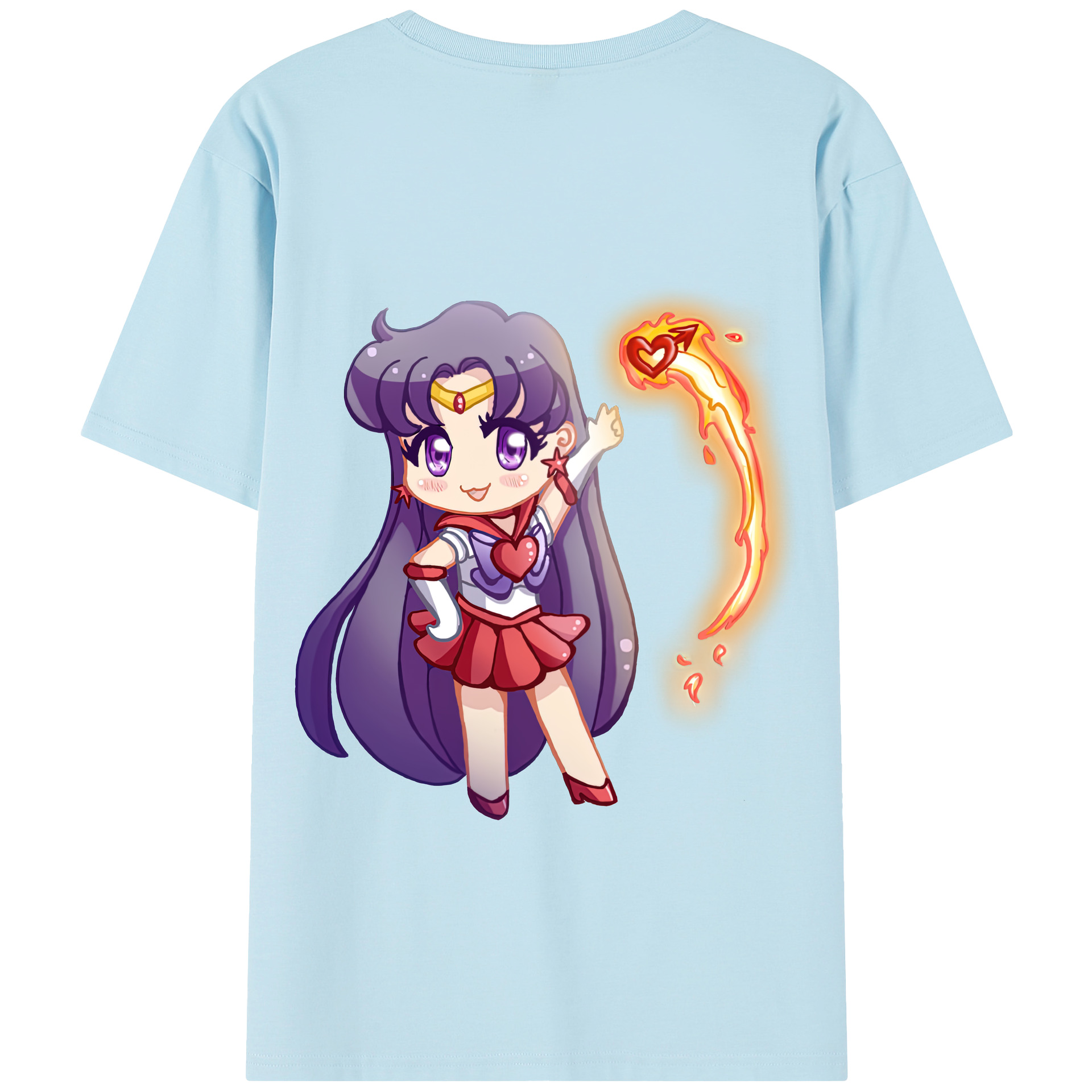 （画像用） 美少女戦士セーラームーン 火野レイ ひの レイ Sailor Moon Hino Rei （セーラーマーズ,Sailor Mars） 綿100％半袖Tシャツ（背面プリント）